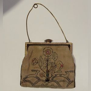 Rare 1930 Velvet Enamel Evening  Bag